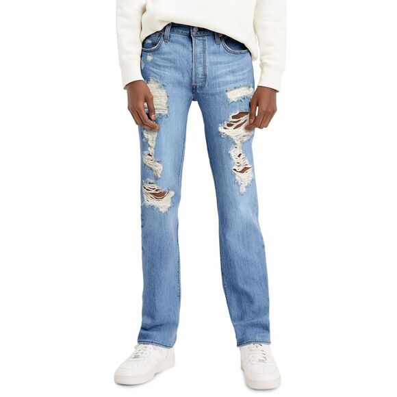 Men's 501 Original-Fit Button Fly Ripped Jeans - Picture 1 of 1